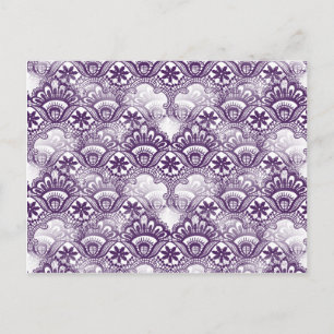 Kühle elegante distressed lila Spitze Damast-Muste Postkarte