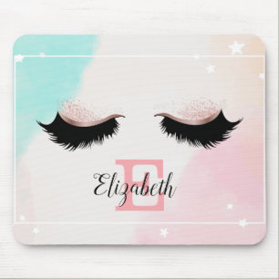 Kühle falsche Wimpern, monogramm-personalisiert Mousepad
