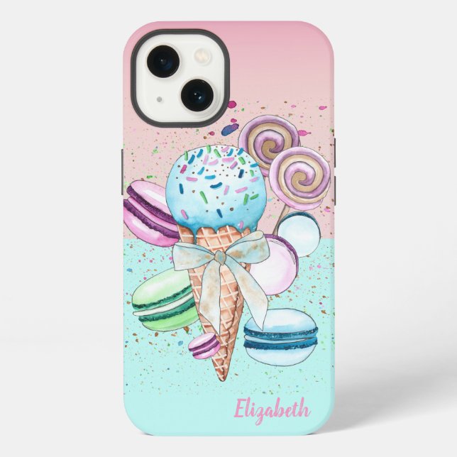 Kühle farbenfrohe Eis-Macarons iPhone Hülle (Rückseite)