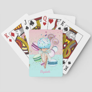 Kühle farbenfrohe Eis-Macarons Spielkarten