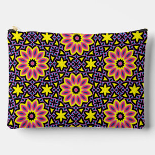 Kühle farbenfrohe geometrische Retro-Blumenmuster Zubehörtasche