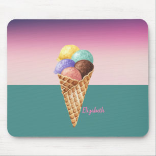 Kühle farbenfrohe Wasserfarbe Eiscreme Mousepad