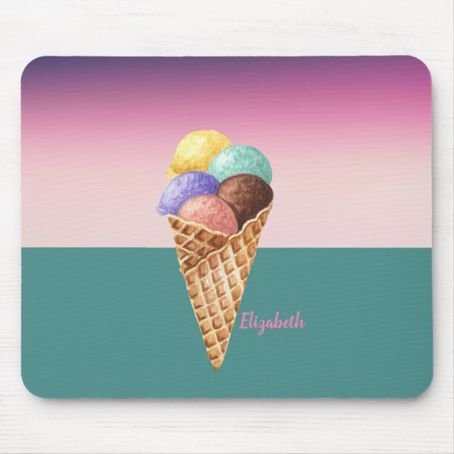 Kühle farbenfrohe Wasserfarbe Eiscreme   Mousepad (Vorne)