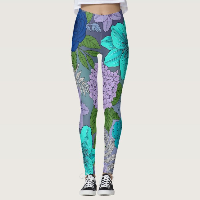 Kühle, farbige Blumenleggings Leggings (Vorderseite)
