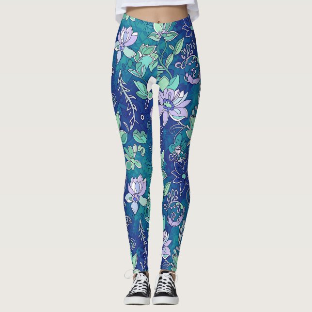 Kühle, farbige Blumenleggings Leggings (Vorderseite)