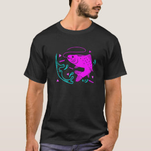 Kühle Fishing Vaporwave Angler Bass Fisch Ästhetik T-Shirt