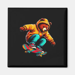 Kühle funky Bär Skateboarding-Illustrationskunst Magnet