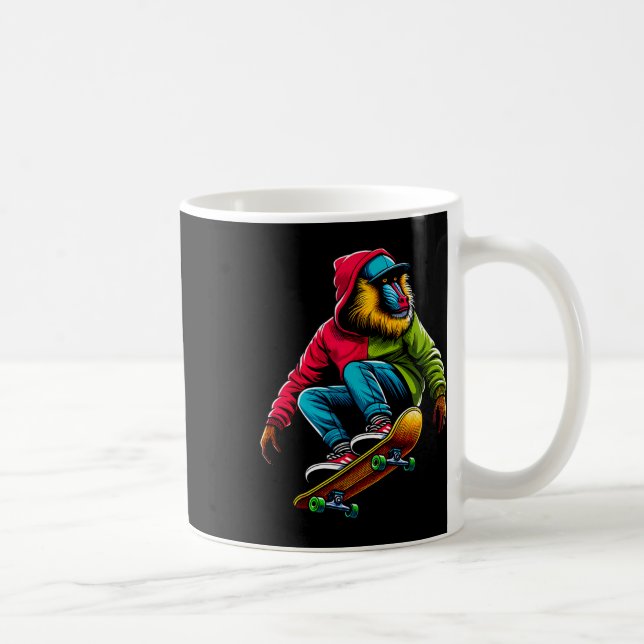 Kühle funky Mandrill-Skateboarding-Illustrationsku Kaffeetasse (Rechts)
