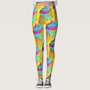 Kühle Gelbe Pinke Regenbogen Sommer Eiscreme Tüten Leggings
