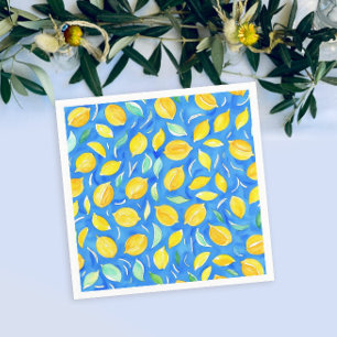 Kühle gelbe Zitrusfrüchte Wasserfarbe-Limonen-Must Serviette