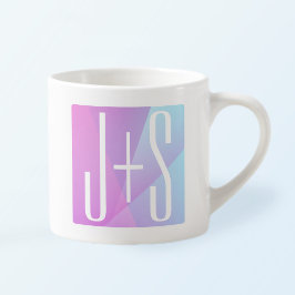 Kühle geometrische rosa und violette Farben | Paar Espressotasse