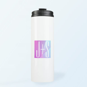 Kühle geometrische rosa und violette Farben Paar Thermosbecher
