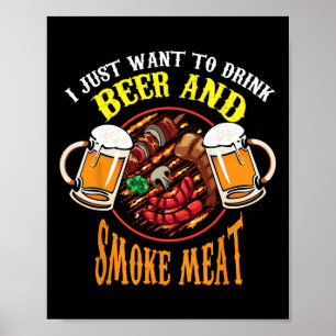 Kühle Getränke Bier Und Geräuchertes Fleisch Bbq L Poster