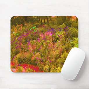 Kühle goldene panoramische Gartenblumenansicht Mousepad