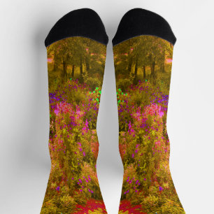 Kühle goldene panoramische Gartenblumenansicht Socken