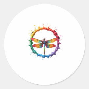 Kühle Grafik-Tie-Dye-Sonnenbrille Libellen-Illustr Runder Aufkleber