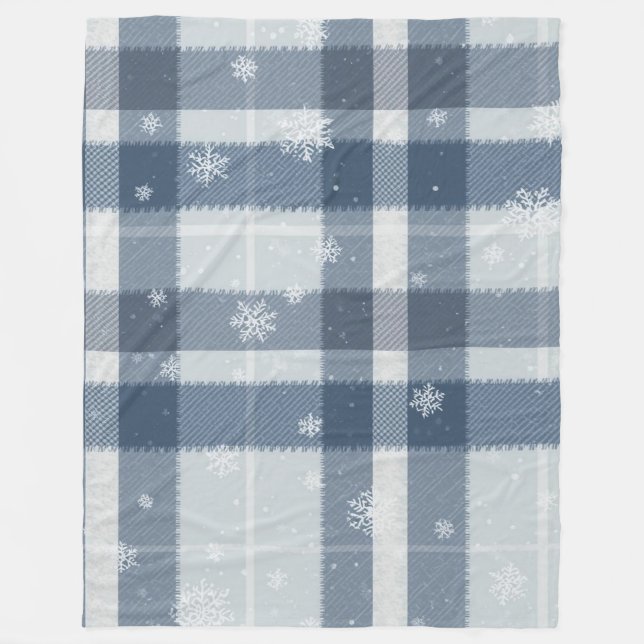 Kühle graue minimalistische Karo-Fleece-Decke Fleecedecke (Vorderseite)