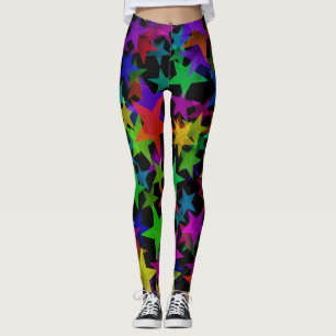 Kühle Groovy Regenbogen Sterne Leggings
