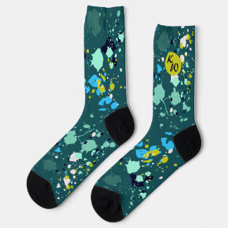 Kühle grüne bunte Spritzinitialen Socken