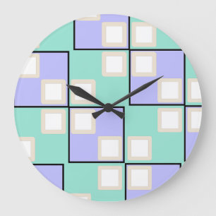 Kühle hellviolette Quadrate Große Wanduhr