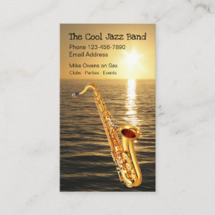 Kühle Jazz-Sonnenuntergangs-Saxophon-Thema Visitenkarte