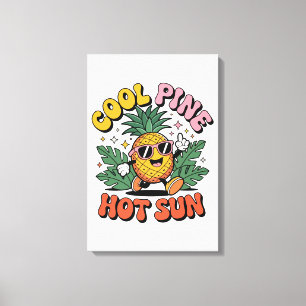 Kühle Kiefer Heiße Sonne Retro Ananas Sommer Stimm Leinwanddruck