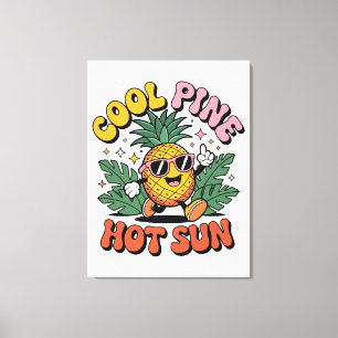 Kühle Kiefer Heiße Sonne Retro Ananas Sommer Stimm Leinwanddruck