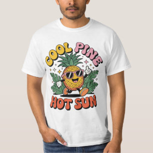 Kühle Kiefer Heiße Sonne Retro Ananas Sommer Stimm T-Shirt