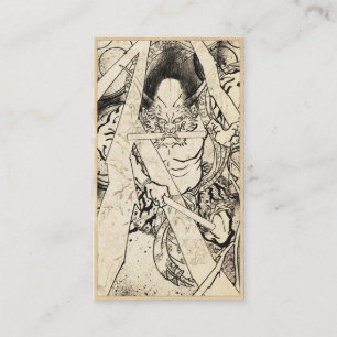 Kühle klassische Vintage-japanische Dämonen-Tinte- Visitenkarte