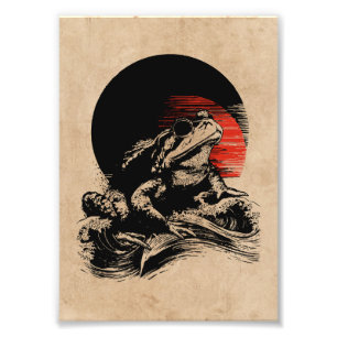 Kühle Kröte Wabi Sabi Art   Vintage Japanischer Fr Fotodruck