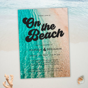 Kühle, kühne, Küsten-Hochzeit am Strand Einladung