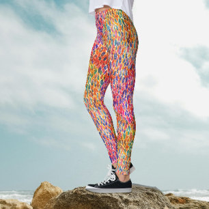Kühle, künstlerische, farbenfrohe Regenbogen-Blatt Leggings