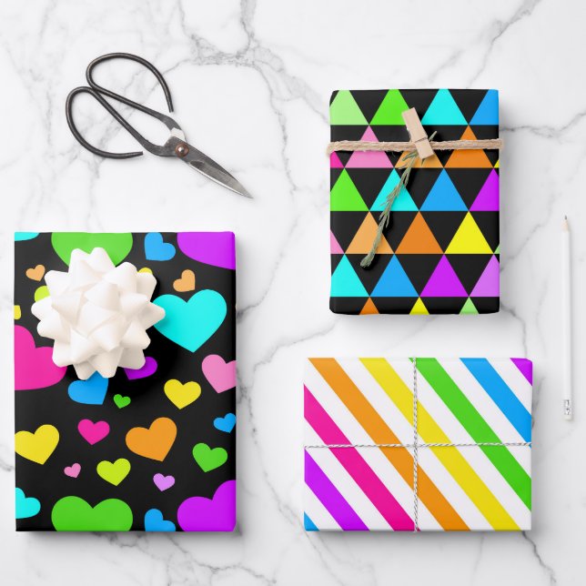 Kühle lebendige Farben  Geschenkpapier Set (Vorderseite)