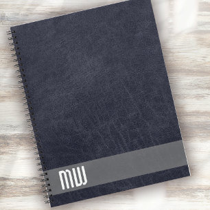 Kühle Leder-Metall-Streifen-Fette Monogramm Notizbuch