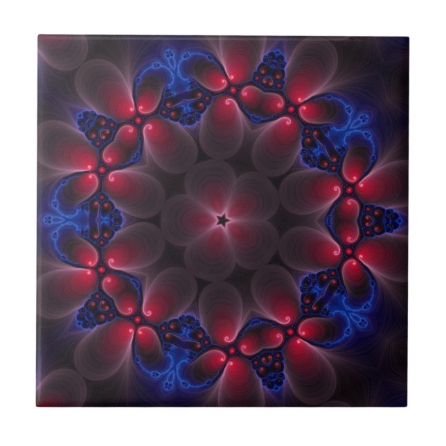 Kühle lila digitale Fraktalkunst Fliese (Vorderseite)