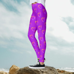 Kühle lustige Magenta mit Regenbogen-Herzen-Muster Leggings