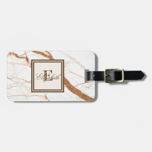 Kühle Marmorsteintextur, monogramm-personalisiert Gepäckanhänger