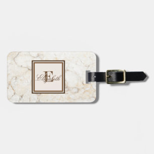 Kühle Marmortextur, monogramm-personalisiert Gepäckanhänger