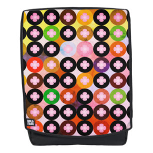 Kühle mehrfarbige Kreise und rosa Kleeblätter Rucksack
