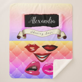 Kühle mehrfarbige Retro-Pop-Collage Sherpadecke