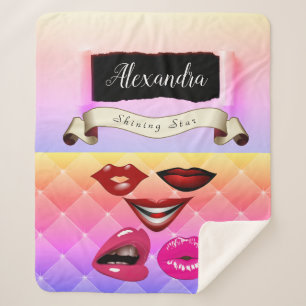 Kühle mehrfarbige Retro-Pop-Collage Sherpadecke