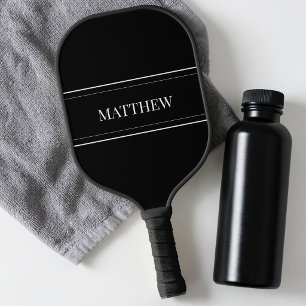 Kühle minimalistische Schwarz-Weiß-Streifen einfac Pickleball Schläger