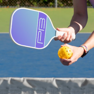 Kühle moderne doppelte Initialen Farbverlauf Lila  Pickleball Schläger