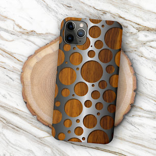 Kühle, moderne, trendige Holzmaserung mit Metall-O iPhone 16 Pro Max Hülle