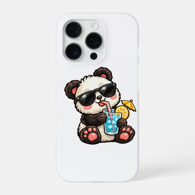 Kühle Panda-Drinks iPhone Hülle (Rückseite)