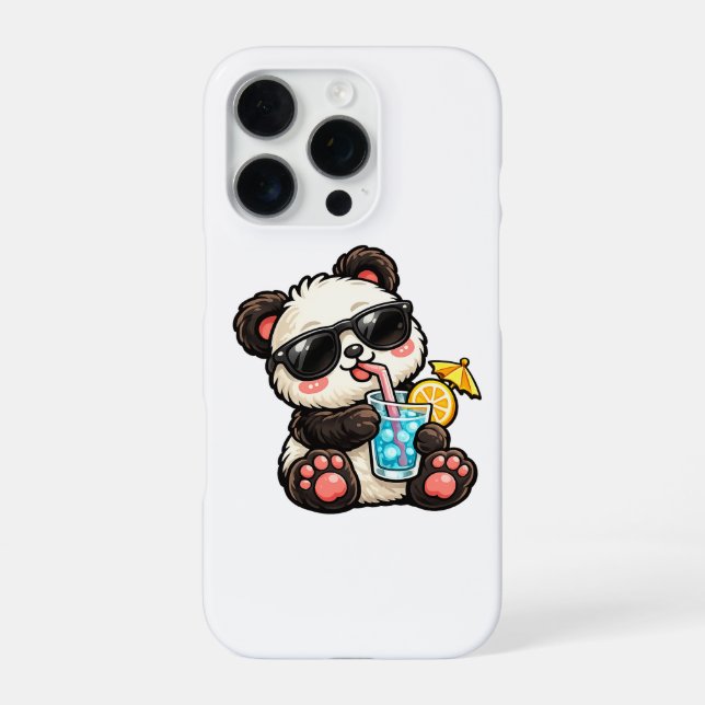 Kühle Panda-Drinks iPhone Hülle (Rückseite)