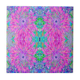 Kühle Pink Blaue und Violette Künstlerische Dahlie Fliese