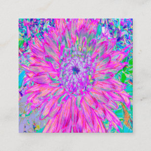 Kühle Pink Blaue und Violette Künstlerische Dahlie Quadratische Visitenkarte