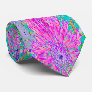 Kühle pinkblaue und lila kunstvolle Dahlienblüte Krawatte