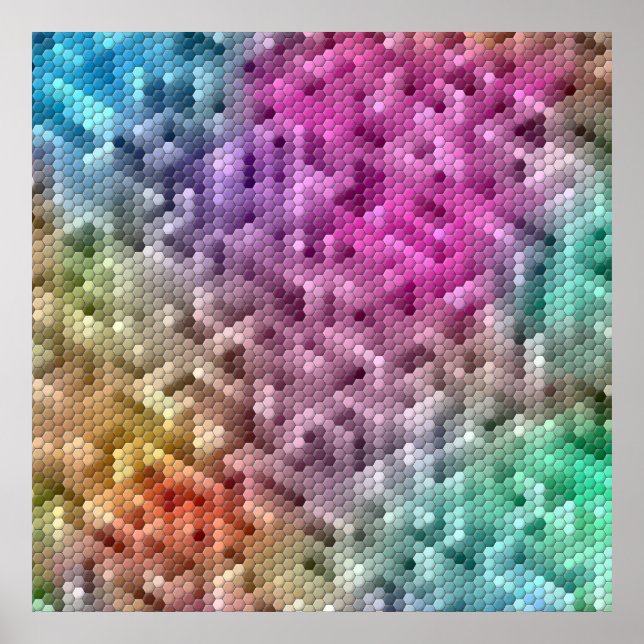 Kühle Regenbogenfarben-Mosaik Poster (Vorne)